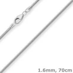 1,6mm Schlangenkette Silberkette Collier Halskette aus 925 Silber 70cm