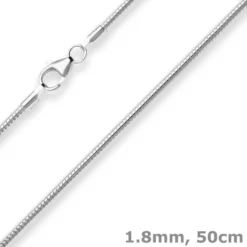 1,8mm Schlangenkette Silberkette Collier Halskette aus 925 Silber 50cm