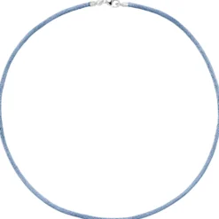 2,8mm Seidenband Seidencollier hellblau, Karabiner 925, Damen, 42cm
