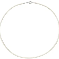 2,8mm Seidencollier Collier beige, Karabiner 925 Silber, Damen, 42cm