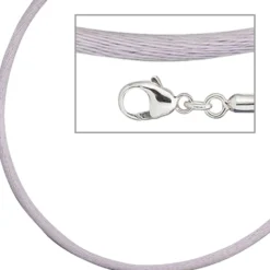 2,8mm Seidencollier Collier flieder, Karabiner 925 Silber, Damen, 42cm