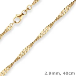 2,9mm Singapurkette Collier Halskette aus 585 Gold Gelbgold 40cm
