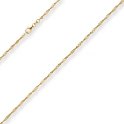 2,2mm Singapurkette Collier Halskette aus 375 Gold Gelbgold 50cm