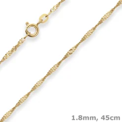1,8mm Singapurkette Collier Halskette aus 333 Gold Gelbgold 45cm