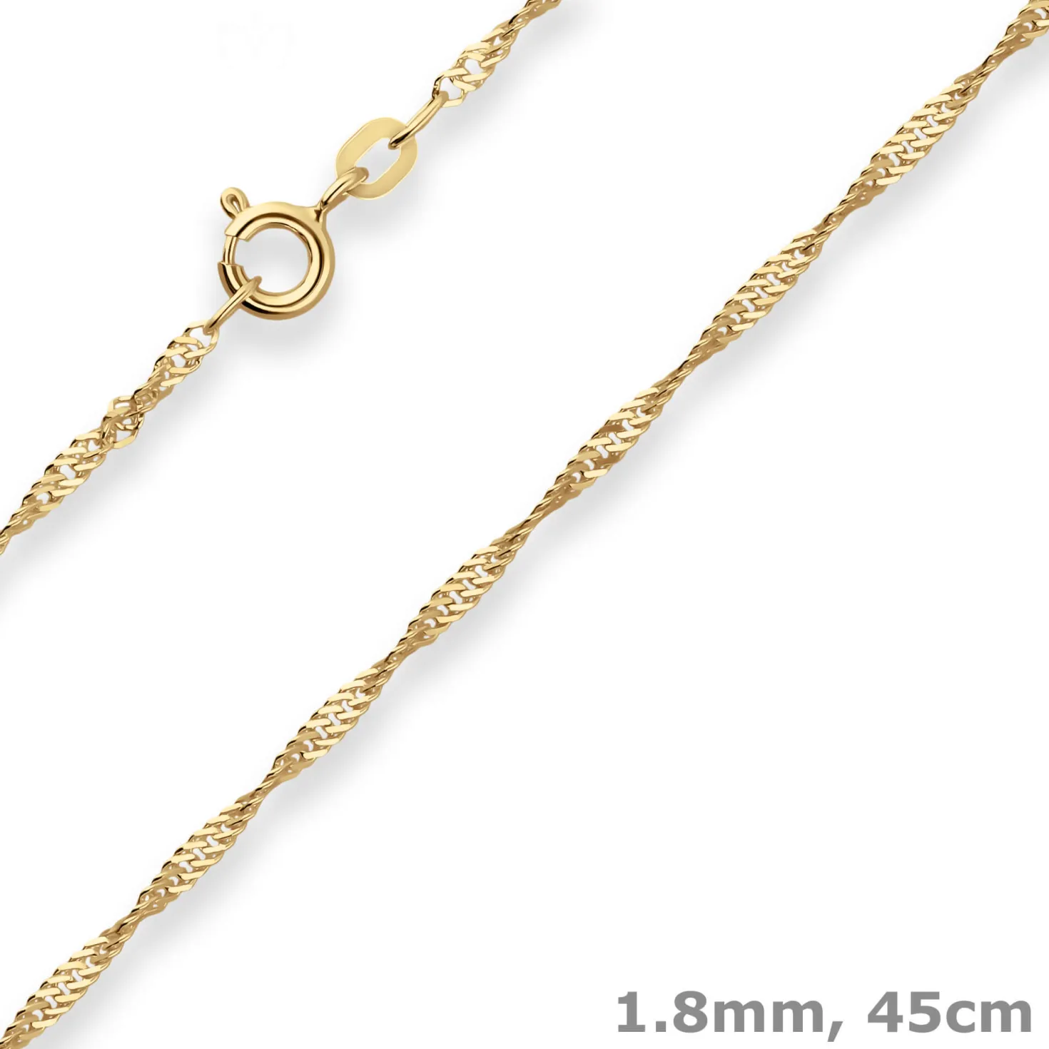 1,8mm Singapurkette Collier Halskette aus 333 Gold Gelbgold 45cm