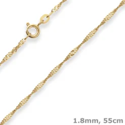 1,8mm Singapurkette Collier Halskette aus 585 Gold Gelbgold 55cm