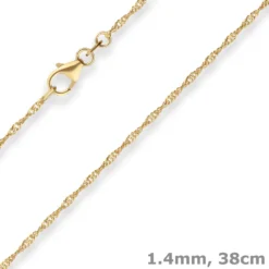 1,4mm Singapurkette Goldkette Collier Halskette aus 333 Gold Gelbgold 38cm