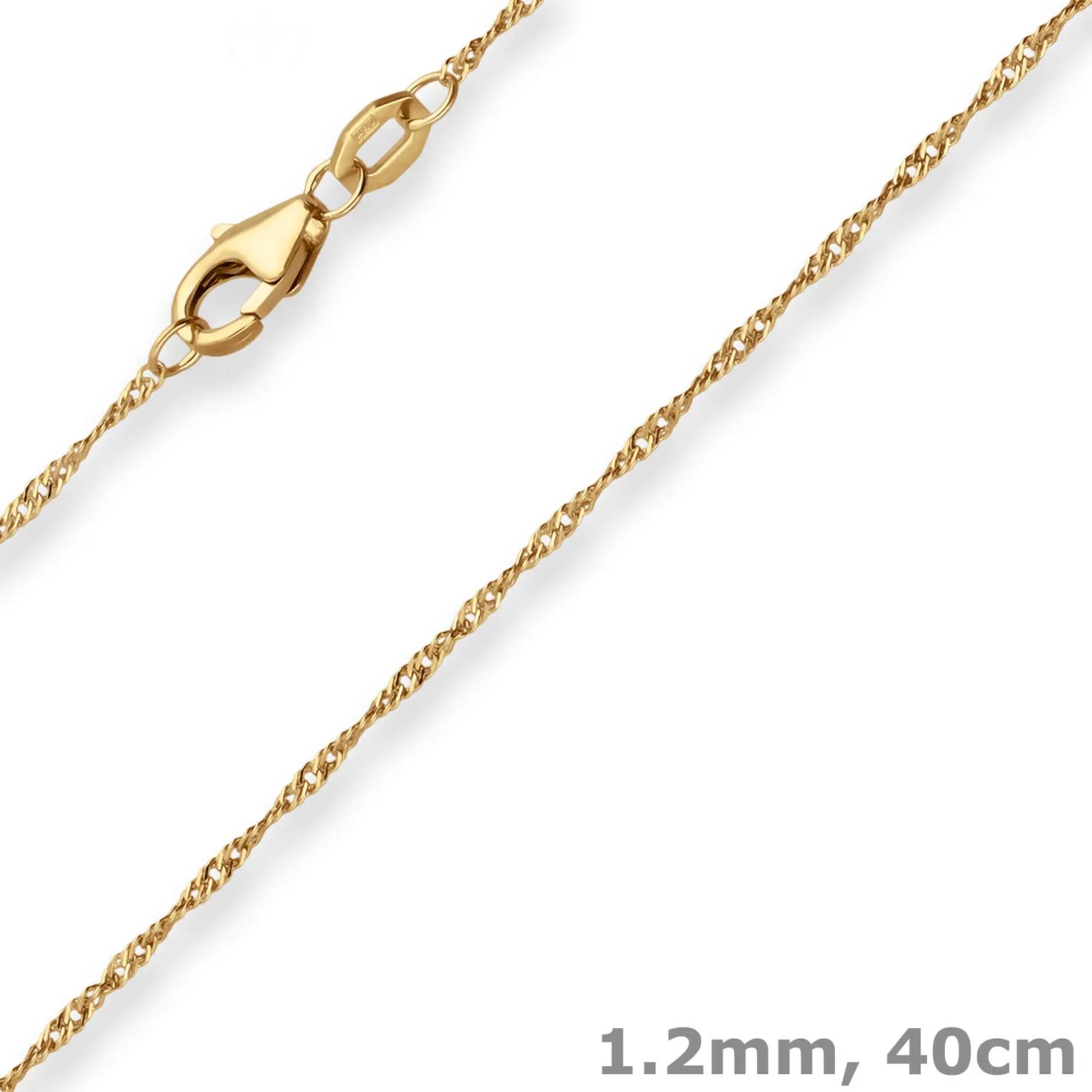 1,2mm Singapurkette Goldkette Collier Halskette aus 375 Gold Gelbgold 40cm