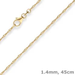 1,4mm Singapurkette Goldkette Collier Halskette aus 750 Gold Gelbgold 45cm