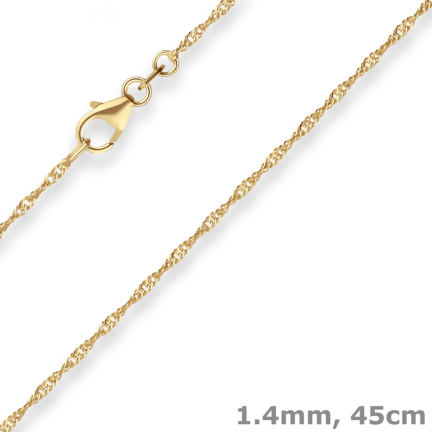 1,4mm Singapurkette Goldkette Collier Halskette aus 750 Gold Gelbgold 45cm