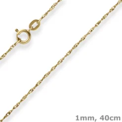 1mm Singapurkette Goldkette Collier Halskette aus 375 Gold Gelbgold 40cm