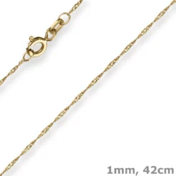 1mm Singapurkette Goldkette Collier Halskette aus 333 Gold Gelbgold 42cm