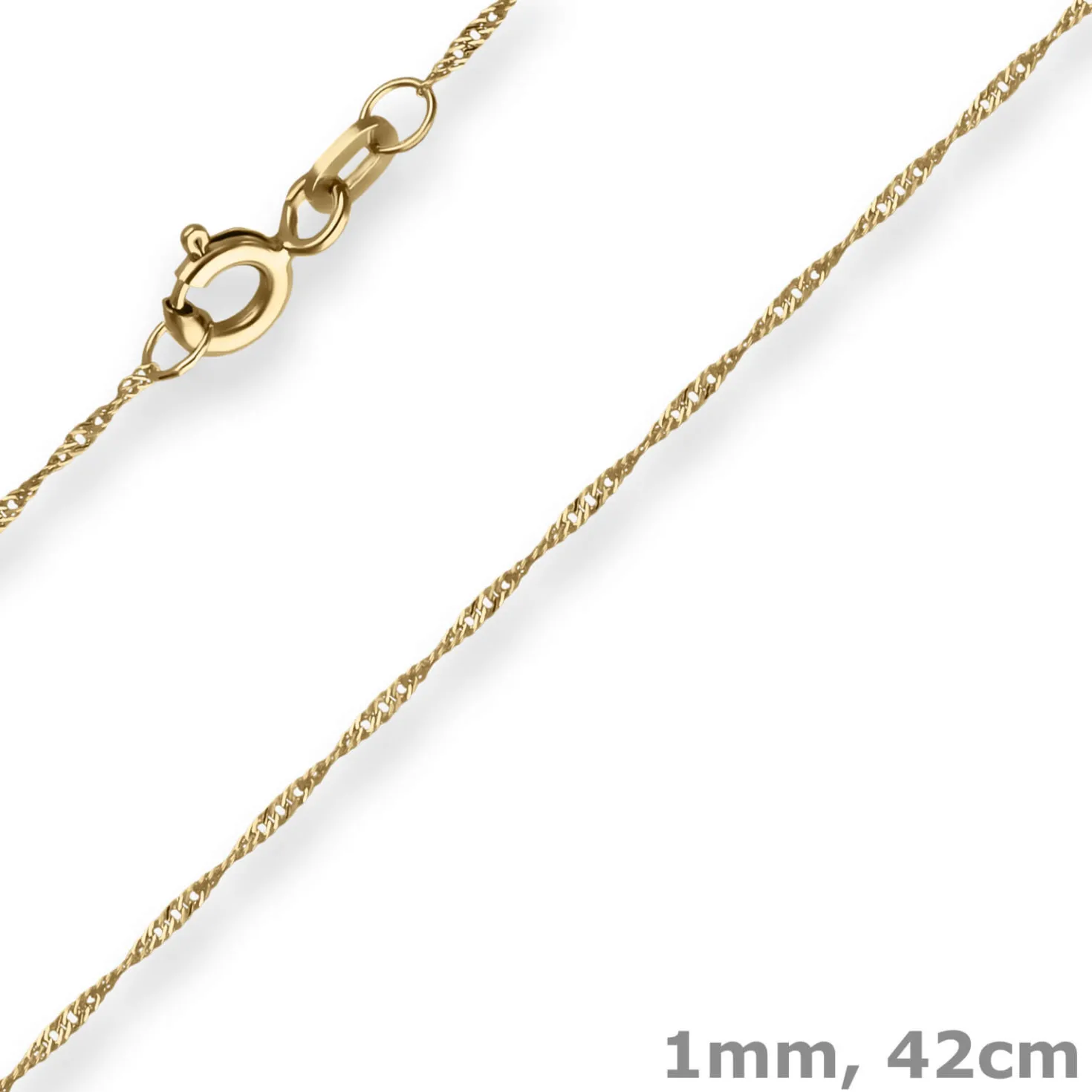 1mm Singapurkette Goldkette Collier Halskette aus 333 Gold Gelbgold 42cm