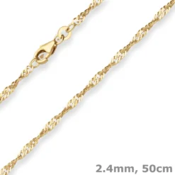 2,4mm Singapurkette Goldkette Collier Halskette aus 585 Gold Gelbgold 50cm