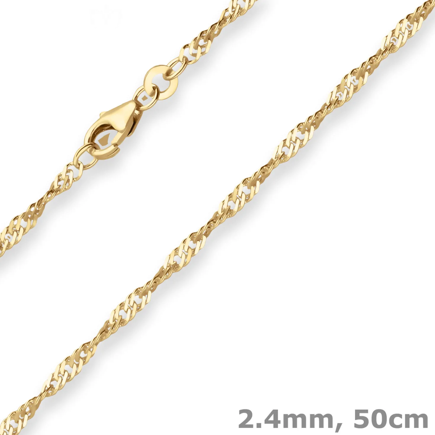 2,4mm Singapurkette Goldkette Collier Halskette aus 585 Gold Gelbgold 50cm