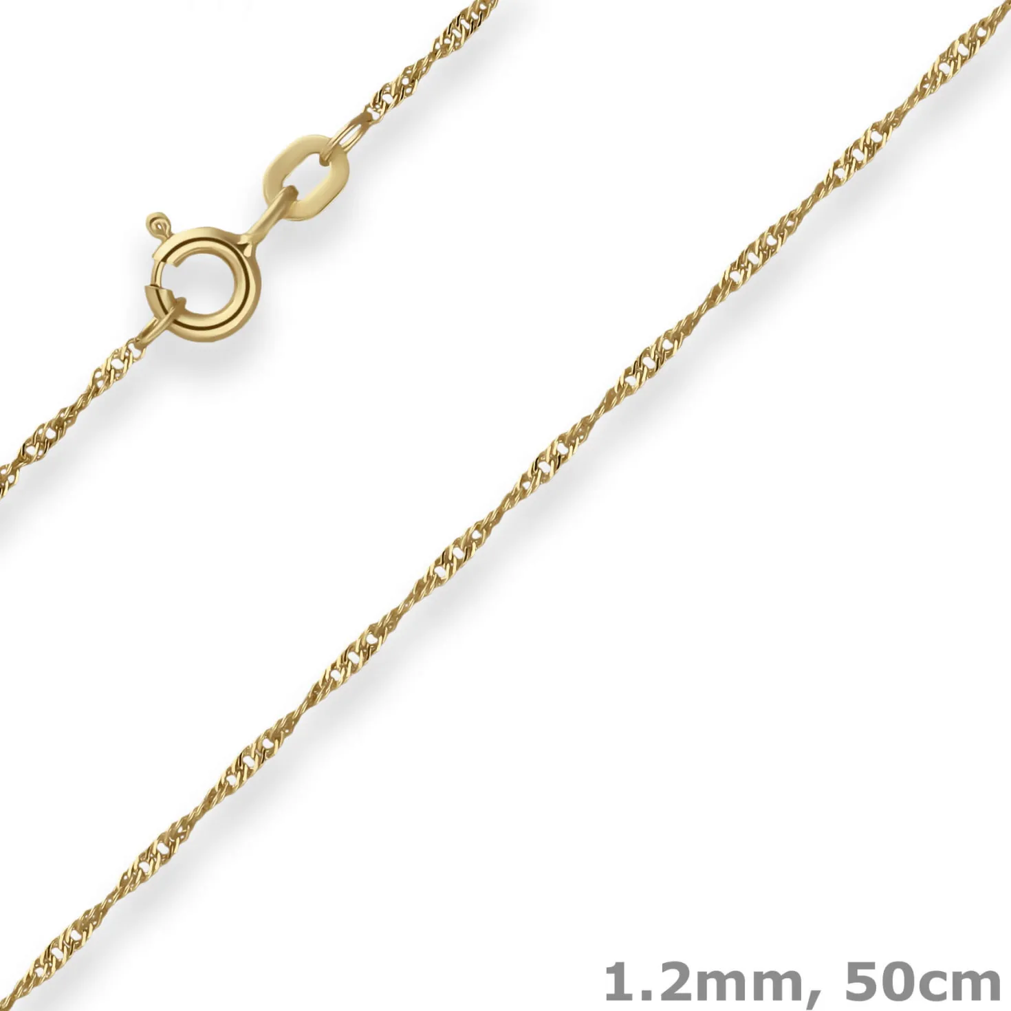 1,2mm Singapurkette Goldkette Collier Halskette aus 585 Gold Gelbgold 50cm