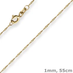 1mm Singapurkette Goldkette Collier Halskette aus 333 Gold Gelbgold 55cm