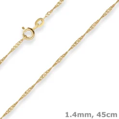 1,4mm Singapurkette Goldkette Collier Halskette aus 375 Gold Gelbgold 45cm