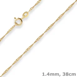 1,4mm Singapurkette Goldkette Collier Halskette aus 375 Gold Gelbgold 38cm