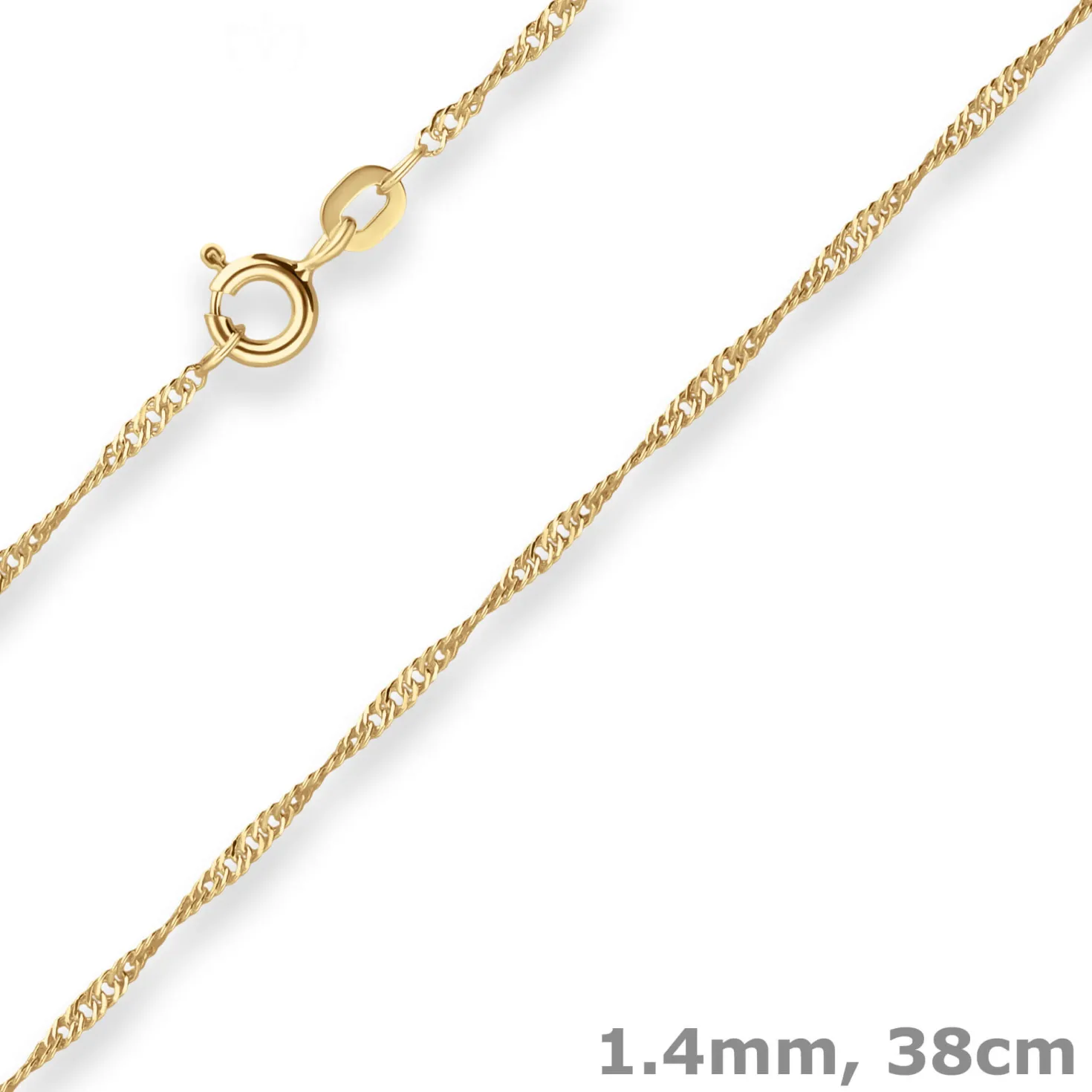 1,4mm Singapurkette Goldkette Collier Halskette aus 375 Gold Gelbgold 38cm