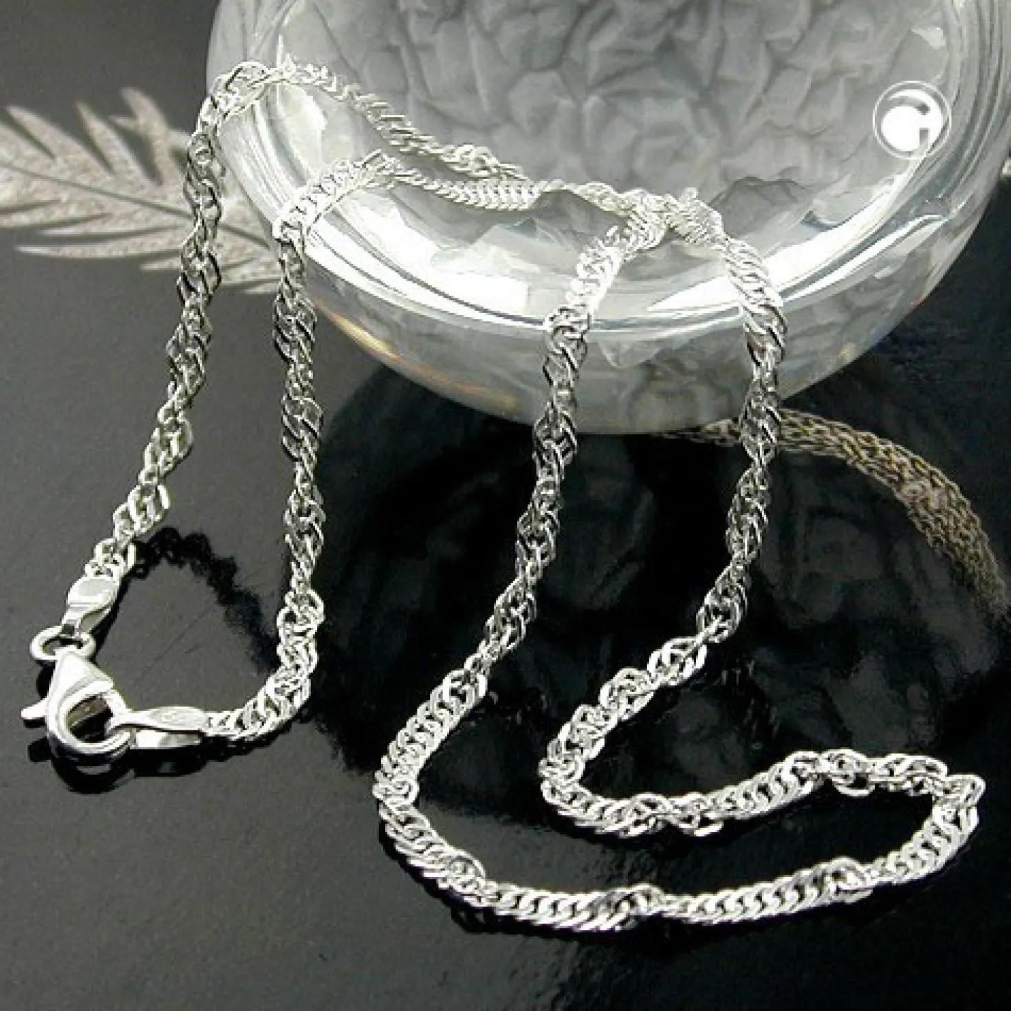 2mm Singapurkette Kette Collier, 925 Silber, Silberkette rund, 60cm
