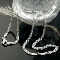 2mm Singapurkette Kette Collier, 925 Silber, Silberkette rund, 45cm