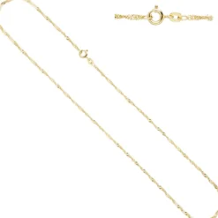 1,8mm Singapurkette Kette Halskette 333 Gold Gelbgold 42cm Halsschmuck