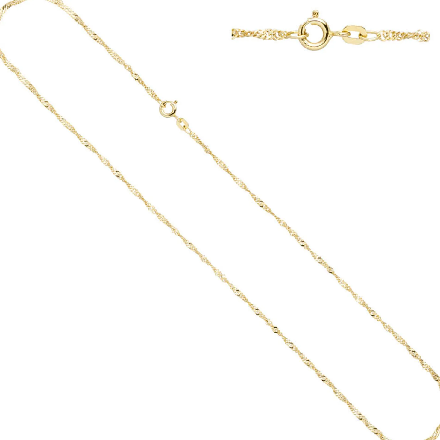 1,8mm Singapurkette Kette Halskette 333 Gold Gelbgold 50cm Halsschmuck