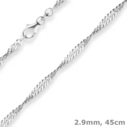2,9mm Singapurkette Silberkette Collier Halskette aus 925 Silber 45cm