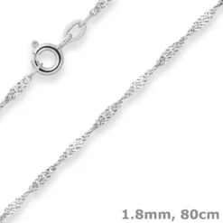 1,8mm Singapurkette Silberkette Collier Halskette aus 925 Silber 80cm