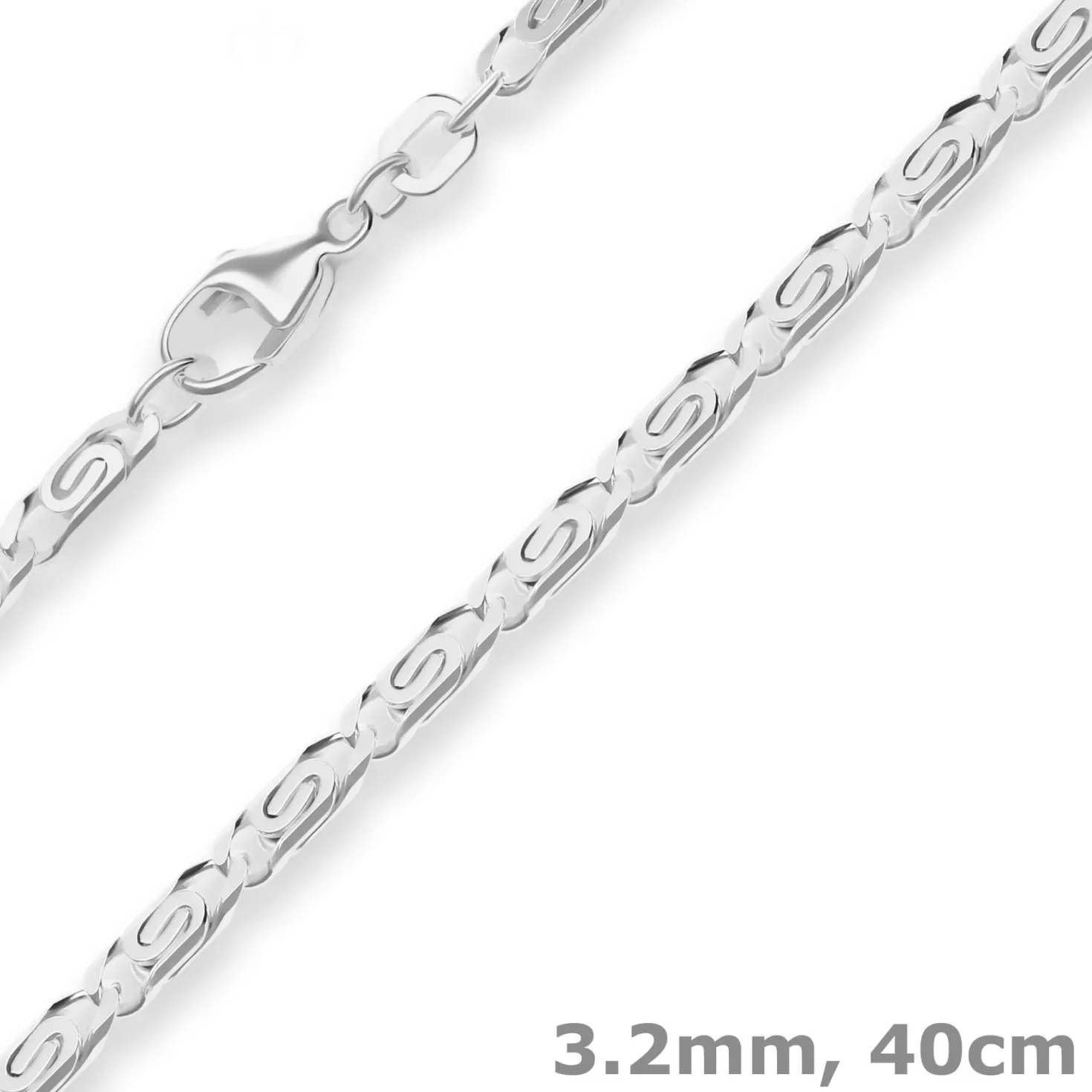 3,2mm S-Panzerkette Silberkette Collier Halskette aus 925 Silber 40cm