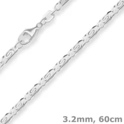 3,2mm S-Panzerkette Silberkette Collier Halskette aus 925 Silber 60cm