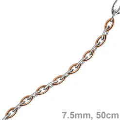 7,5mm Spitzanker Kette Collier aus 585 Gold Weißgold & Rosegold, 50cm