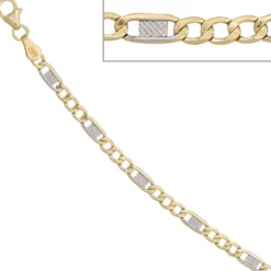 3,7mm Steg-Panzerarmband Armband Armkette aus 333 Gold Gelbgold 19cm