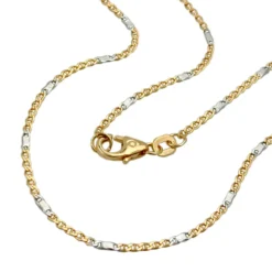 1,4mm Stegpanzer Kette Halskette Collier aus 585 Gold Gelbgold, 45cm