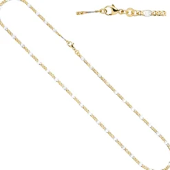 2mm Stegpanzerkette Kette Collier Goldkette, 333 Gold Gelbgold, 45cm