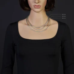 3mm Strickcollier Kette Halsreif, 585 Gold Weißgold, 42cm, Damen