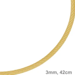 3mm Strickcollier Kette Halsreif 750 Gold Gelbgold 42cm Damen Goldkette
