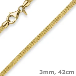 3mm Strickcollier Kette Halsreif 750 Gold Gelbgold 42cm Damen Goldkette