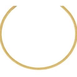 3mm Strickcollier Kette Halsreif, 585 Gold Gelbgold, 42cm, Damen
