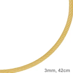 3mm Strickcollier Kette Halsreif, 585 Gold Gelbgold, 42cm, Damen
