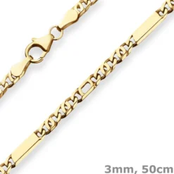 3mm Tigeraugenkette Goldkette Collier Halskette aus 585 Gold Gelbgold 50cm