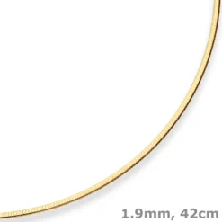 1,9mm Tondakette oval Collier Omegareif Halskette aus 585 Gold Gelbgold 42cm