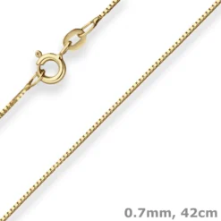 0,7mm Veneziakette Collier aus 585 Gold Gelbgold 42cm mit Zwischenöse