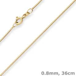 0,8mm Veneziakette Goldkette Collier Halskette aus 585 Gold Gelbgold 36cm