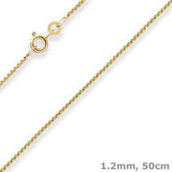 1,2mm Veneziakette rund Collier Halskette aus 375 Gold Gelbgold 50cm