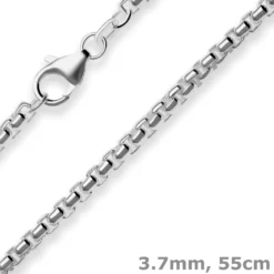 3,7mm Veneziakette rund Kette Collier Halskette aus 925 Silber rhodiniert 55cm