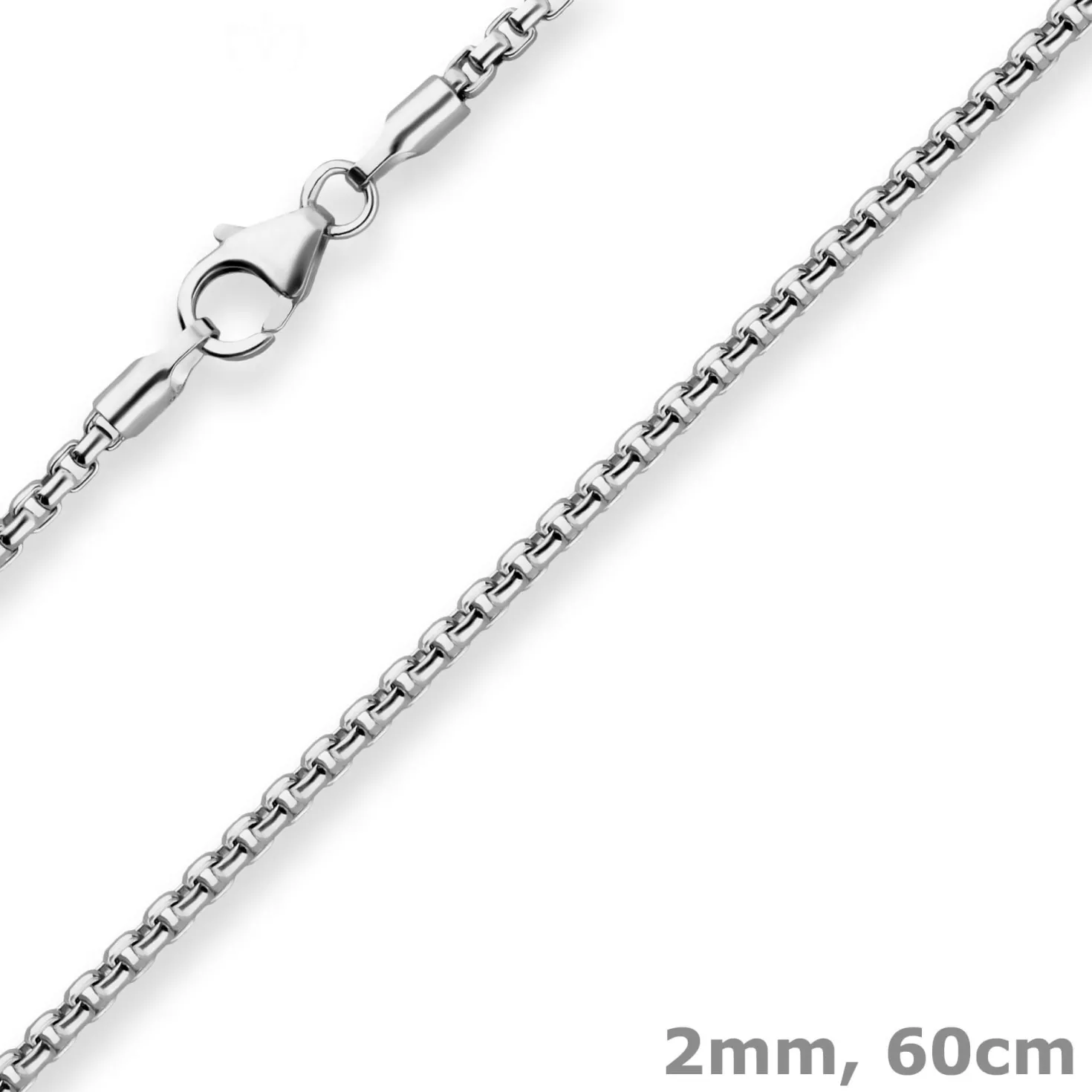 2mm Veneziakette rund Kette Collier Halskette aus 925 Silber rhodiniert 60cm