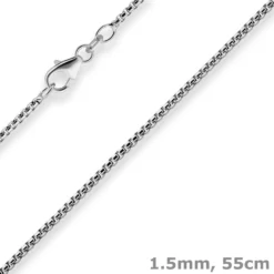 1,5mm Veneziakette rund Kette Collier Halskette aus 925 Silber rhodiniert 55cm