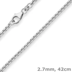 2,7mm Veneziakette rund Silberkette Collier Halskette aus 925 Silber 42cm